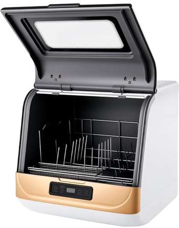 800W Geschirrspüler, 45 * 40 * 44.8cm Spülmaschine mit 3 Waschmodi, Touch-Steuerung, Tischgeschirrspüler für 12-20 Geschirrteile (Gold)