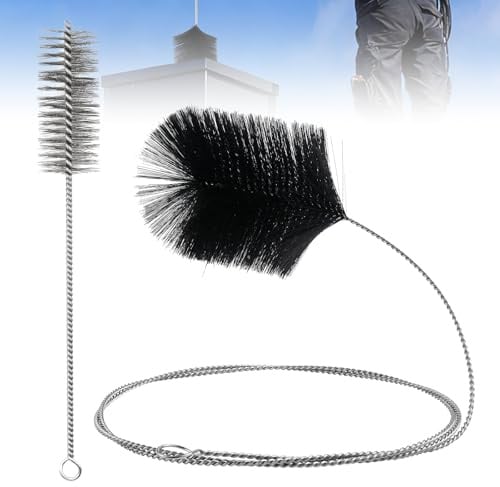 MISIQIMA Set of 2 Stove Pipe Brush 30.5 cm / 200 cm, Chimney Sweep Brush, Chimney Brush for Cleaning Chimneys, Exhaust Pipe, Ovens, Fireplaces