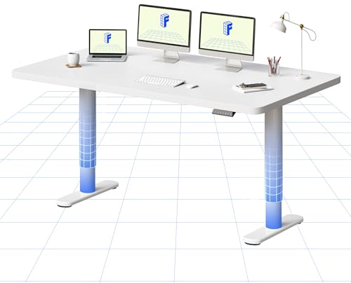 FLEXISPOT Höhenverstellbarer Schreibtisch (runde Tischbeine) – Premium-Arbeitsfläche 160×80 cm, eleganter Design-Stehschreibtisch mit leisem Motor und Memory (Weiß + Weiß)