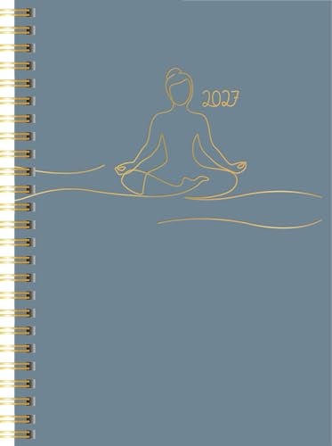 rido/idé 7021407027 Buchkalender Premium Young Line 2027 Yoga A5, Papier: 2 Seiten = 1 Woche
