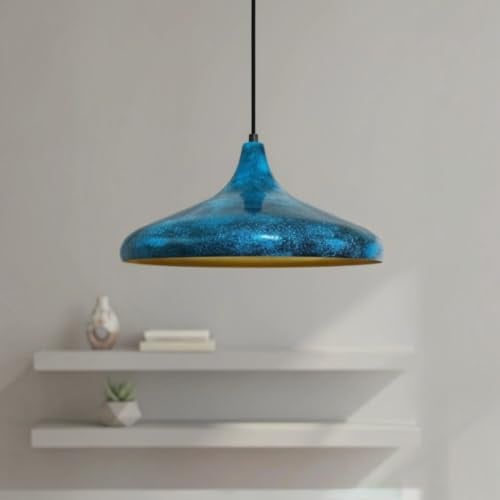 bamyum Champion Pendelleuchte, Vintage, 35 cm, E27, Vintage, für Schlafzimmer, Hängeleuchte, Wohnzimmer Industrielle Lampe mit Schalter 4,5 m, verstellbares Kabel, Plug-in, Ozean