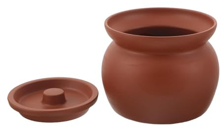 OFFIGAM Mini Clay Cooking Pot 350ml Traditional Purple Sand Ceramic Stewing Pot with Lid for Restaurant Cooking and Travelling, Quick Heating and Easy to Clean