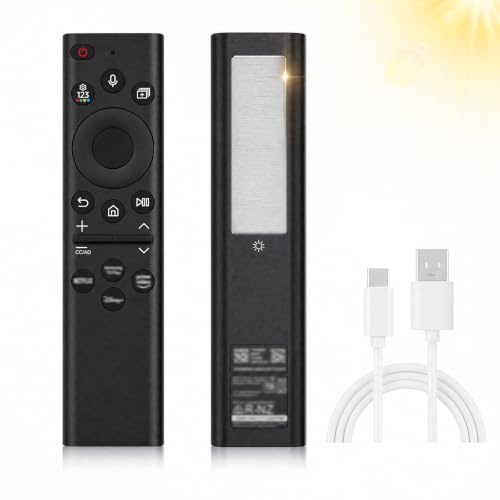 PowerTravel BN59-01385A Replacement Voice Remote for Samsung, Solar Powered | USB-C Charging, 4 Shortcut Buttons & BT, Compatible with Samsung The Frame, Neo QLED, Crystal UHD series TVs
