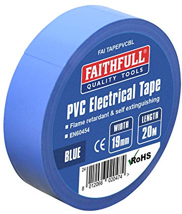 Faithfull FAITAPEPVCBL Blue PVC Electrical Tape 19mm x 20M