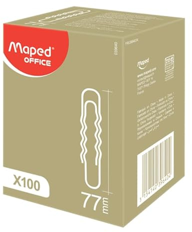 Maped 039640 Aktenklammern, vernickelt, 77 mm, gewellt