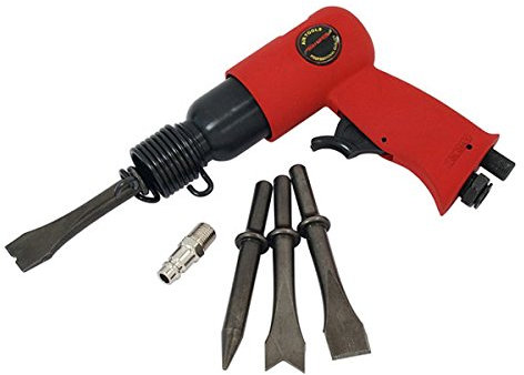 Neilsen CT0676 1/4in Air Hammer Descaler Needle Gun Tool Kit - Professional-Grade Heavy-Duty 150mm Air Hammer with 4 x 120mm Chisels