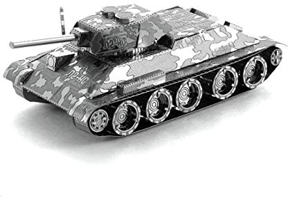Metal Earth Fascinations Metallbausätze - Panzer Panzerkampfwagen T-34 Tank, lasergeschnittener 3D-Konstruktionsbausatz, 3D Metall Puzzle, DIY Modellbausatz mit 2 Metallplatinen, ab 14 Jahre