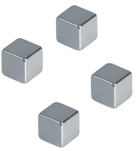 FRANKEN Würfelmagnete, 4 Stück, Hohe Haftkraft, Hochwertige Magnete für Büro, Haushalt, Werkstatt, ideal für Whiteboards, Kühlschrank oder Schaukästen, Würfel 10 x 10 mm, Silber, HMN1010