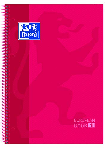 Oxford A4 European Book 1, kariert, 160 Seiten mit farbigen Rändern, mit Whiteboard, Hardcover, rot