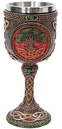 Tree of Life Wine Goblet Made of Polyresin With Stainless Steel Rim by Pacific Trading