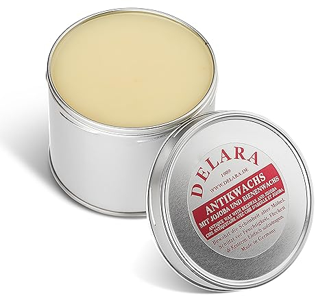 DELARA Antikwachs mit Jojoba und Bienenwachs, schützt antike Möbel vor Austrocknung und Oxidation, farblos - 500 ml