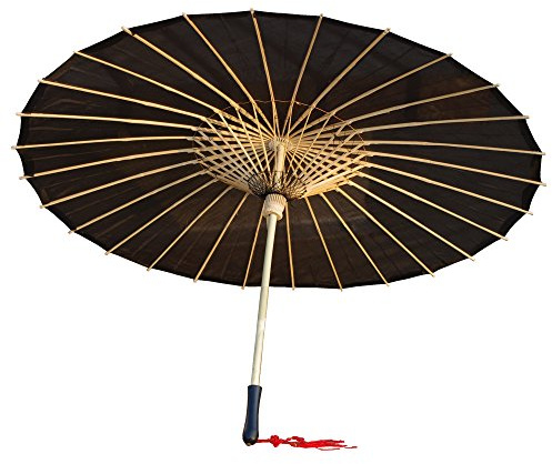 AEAOA Plain Bamboo Parasol Umbrella, Black, 33 Inch Diameter