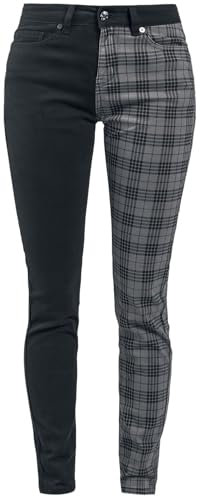 Rock Rebel by EMP Damen schwarz-graue Slim Fit Hose im Tartan Look W30L32