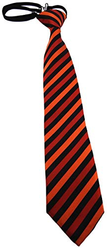 TigerTie Kinderkrawatte in orange schwarz gestreift - Krawatte vorgebunden mit Gummizug