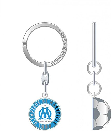 Olympique de Marseille Porte-clefs Demi Ballon, Métal, 18 x 8,4 x 1,5 cm
