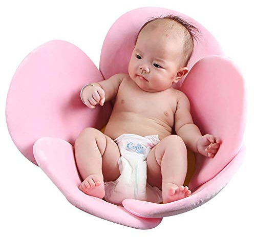 Cojín de baño para bebés, almohadilla de bañera plegable con forma de pétalo de flores Secado rápido Alfombrilla de baño antideslizante Inserto Alfombrilla para asiento de bañera para bebés (pink)