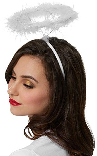 dressforfun 901031 Heiligenschein, Perfektes Accessoire für Engelskostüm, feine Federn und Silberstreifen - Diverse Farben - (weiß | Nr. 303426)