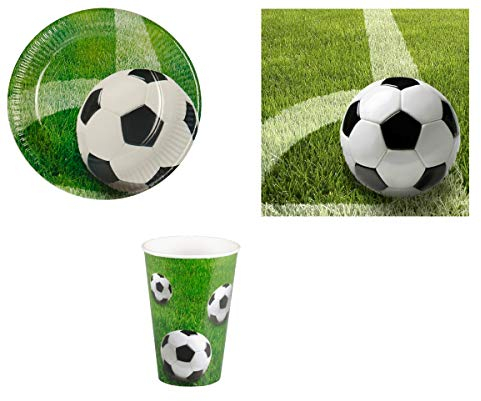 Ameisenkeks ® Partyset Fußball 60-teilig, 20 Teller, 20 Servietten, 20 Becher