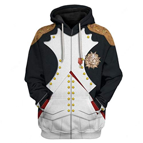 Historische Hoodie Revolutionäre Krieg Uniform Kostüm 3D Gedruckt Armee Jacke Halloween Kostüm - - Mittel