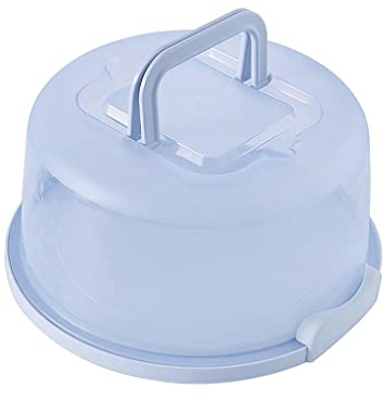 LOVIVER Plastic Round Cake Storage Carrier Container Lockable Lid, Blue