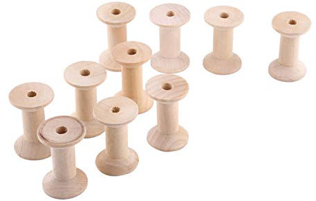 Holz 47 mm x 31 mm 10 Stück Holz leere Fadenspulen Naturholzfarbe für Handwerk, Holzschmuck, Stickerei und Nähmaschinen.