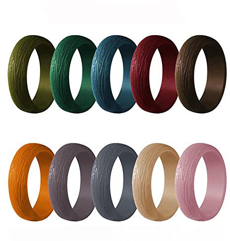 Corato Silikon Ehering für Männer und Frauen, 10 Pack, Fashion Gummi Ring für Sport und Outdoor Bequeme Passform Größe 52 (16.6)