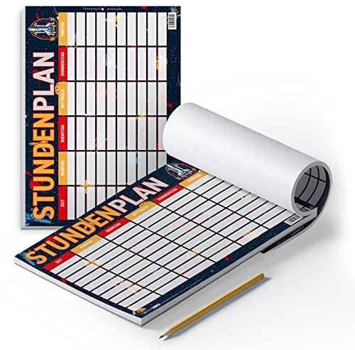 itenga Stundenplan DIN A4 als Block 25 Blatt Stundenplanblock stundenpläne (Weltraum)