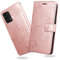 DENDICO Cover per Oppo Reno 6 PRO 5G, Portafoglio Custodia in PU Pelle per Oppo Reno 6 PRO 5G, Antiurto Cover a Libro con Slot per Carte, Oro Rosa