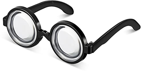 BBTO Nerd Brille mit Klaren Gläsern Retro Zauberer Brille Dicke Lustige Streber Brille Nerd Kostüm Brille für Erwachsene (Klassische Runde)