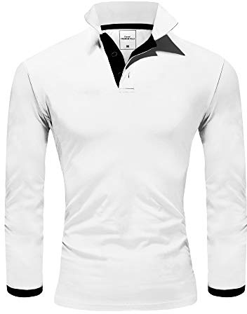 REPUBLIX Herren Poloshirt Basic Kontrast Langarm Polohemd Shirt R0521
