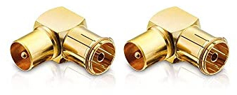 conecto Winkeladapter 90° IEC Winkelstecker Antennenstecker Koaxstecker für Radio Kabelfernsehen DVB-T DVB-T2 HD vergoldet 2er Set
