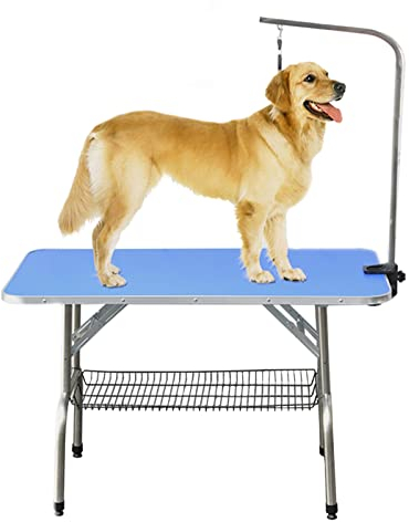 ERRULAN Trimmtisch für Hunde Hundepflegetisch Für Mittlere Hunde Zu Hause, Großer Schönheitstisch Für Haustiere Mit Arm/Schlinge/Mesh Tablett, 70/80cm Großer Trimmtisch (Size : S-80x50x80cm)