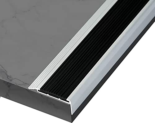 JYHHCYS übergangsprofi 5cm Breit Metall rutschfest Treppenkantenverkleidung, Für Innen Und Außen Gewerblich Treppenschutzgitter Für Vinylböden/Laminat/Marmor/Holz (Color : Black, Size : 140cm/55in)