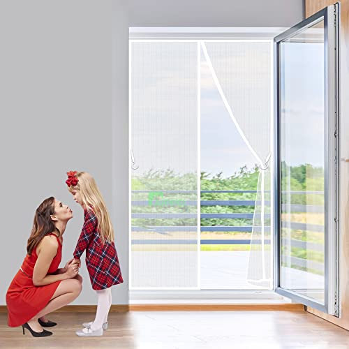 Teleskop Türvorhang 240x190 cm Insektenschutz, Fliegengitter, Lamellenvorhang, Türvorhang mit Teleskop-Lamellen, Insektenschutz Lamellenvorhang, 2023-Version, Weiß