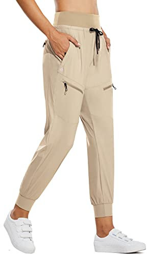 baleaf Damen Cargo Jogginghose 25'' Leichte Wanderhose Atmungskativ Schnelltrocknend Workout Lounge Casual Outdoor Funktionshose Khaki XL
