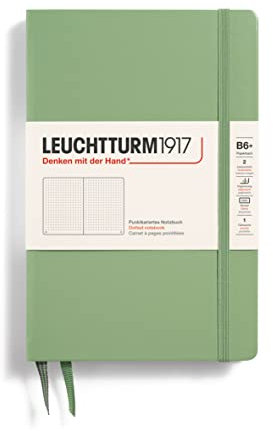 LEUCHTTURM1917 368503 Notizbuch Paperback (B6+), Hardcover, 219 nummerierte Seiten, Salbei, Dotted