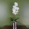 Leaf Orquídea Artificial Blanca con Maceta Plateada de 46 cm