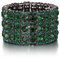 EVER FAITH Österreich Kristall Braut Elegant 3 Reihen Stretch Armband Grün Schwarz-Ton Für Damen Mädchen