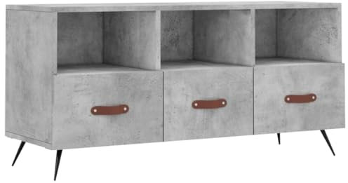 vidaXL TV Schrank, Fernsehschrank mit 3 Schubladen, Fernsehtisch für Wohnzimmer, Lowboard Sideboard TV Ständer TV Gerät, Betongrau Holzwerkstoff