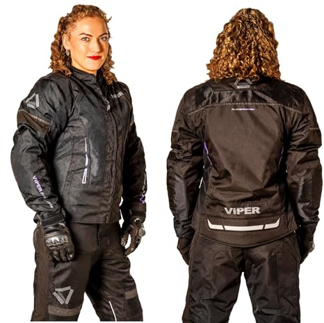 ViPER Lua Womens Motorbike Jacket - Waterproof 600D Motorcycle Biker Jacket Level A CE Armoured - Ladies All Season Protective Coat for Moped Riding Racing