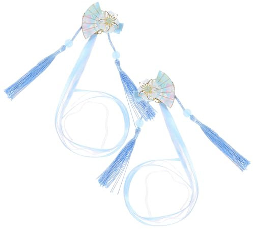 POPETPOP 2 Stk Fan-haarnadel Hanfu-haarschmuck Kimono-zubehör Fächerblumen-haarspangen Haarspange Geisha-haarschmuck Süße Haarspangen Kirschblüten-fan Holzacryl Fräulein Japanisch