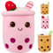 Huanmin Bubble Tea Kuscheltier, Bubble Tea Plüschtier, Teetasse Kissen Kinderspielzeug, Boba Kuscheltier Plüschpuppen, Bubble Tea Kissen, Cartoon Plüschpuppen, Milk Tea Cup Kuscheltier(Rosa, 50cm)