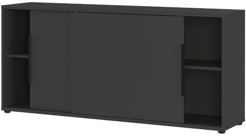 Lomadox Büromöbel Sideboard Schiebetürenschrank 160cm, Graphit