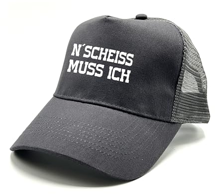 Herzbotschaft Trucker Cap in Mesh Optik mit Spruch | N´Scheiss muss ich | Farbwahl | Unisex Baseball Mütze | hochwertiger Druck | OneSize durch verstellbaren Klipp-Verschluss
