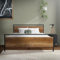 ML-Design Metallbett 140x200 cm mit Lattenrost, Bettgestell mit Holz-Kopf- und Fußteil, Schwarz-Braun, Stahl, Rustikaler Bettrahmen, Bett für Schlafzimmer/Gästezimmer, Doppelbett Einzelbett Gästebett