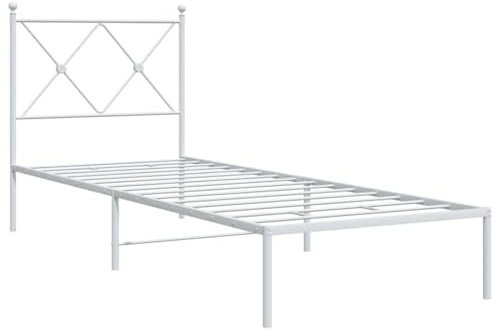 vidaXL Metallbett ohne Matratze mit Kopfteil Weiß 75x190 cm