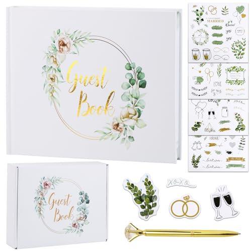 BOFUNX Hochzeit Gästebuch zum ausfüllen Hochzeitsgästebuch 120 Seiten + 4 Blätter Hochzeit Aufkleber für Hochzeitsalbum Fotoalbum Scrapbooking Hochzeitsdeko Brautpaar Geschenk