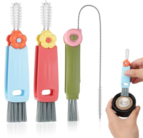2pcs 3-in-1 Cup Lid Gap Cleaning Brush, Multi-Functional Bottle Cap Gap Cleaning Brush Household Cleaning Tool Bottle Cleaning Brush (Mixed Colors)