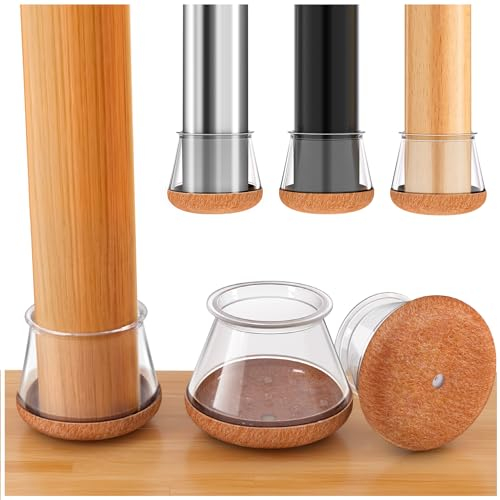 28 Stück Groß Stuhlbeinkappen, Schutzkappen für Stuhlbeine Mit Filz, Stuhl Filzgleiter, Silikon Schutzkappen für Stuhlbeine, Bodenschoner für Stühle(Fit 30.1-40mm)