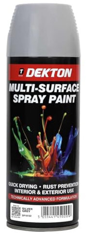 Inspired Essentials All Purpose Aerosol Spray Paint 400ml Quick Drying Spray, Fast Dry and Excellent Coverage for Metal, Wood, Plastic and More (2, Silver Grey)